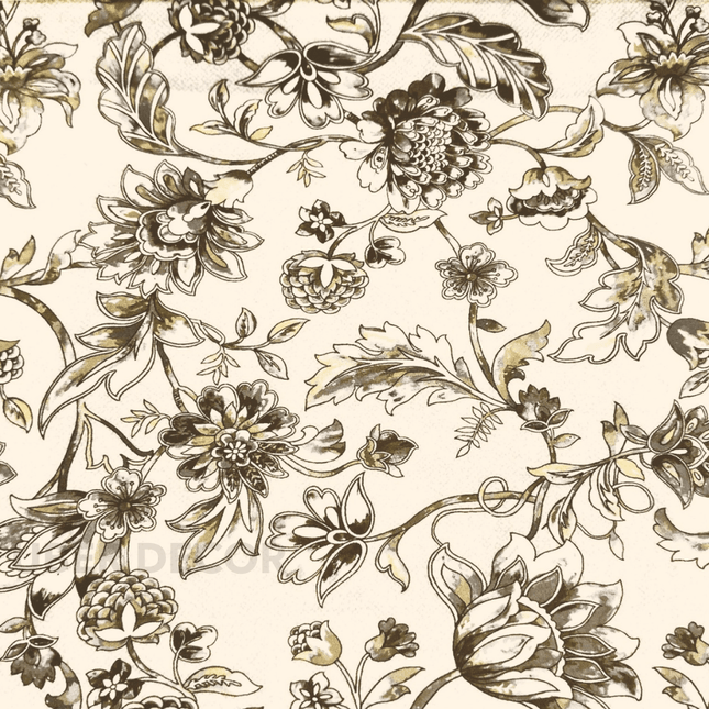 Articaro- Printed Suede Upholstery Fabric- Floral Antique Ivory Garden