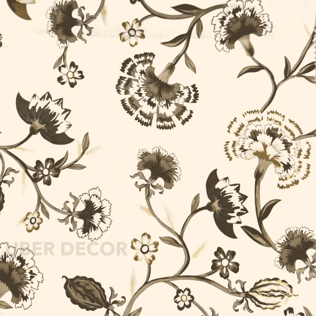 Articaro- Printed Suede Upholstery Fabric- Floral Vintage Sepia Bloom