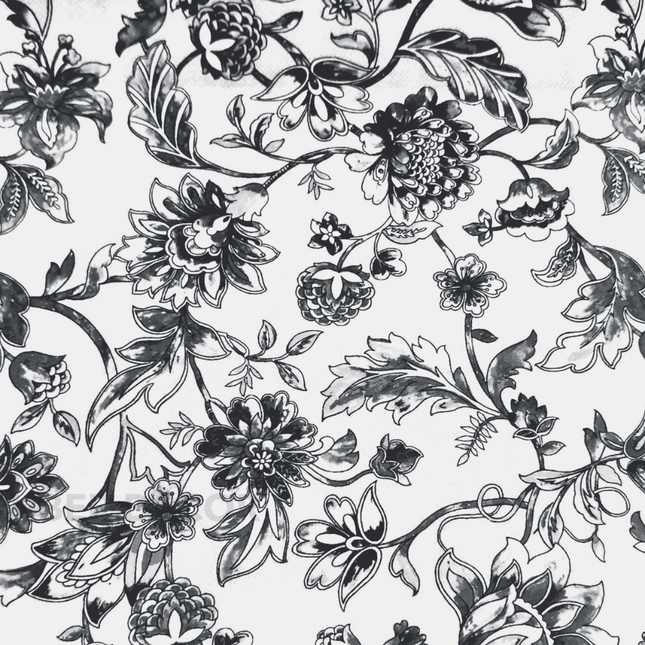 Articaro- Printed Suede Upholstery Fabric- Floral Midnight Ink Garden