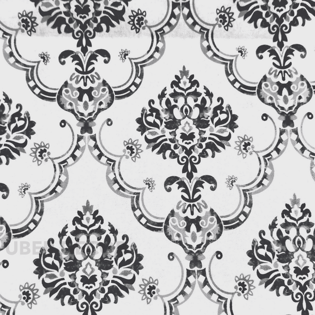 Articaro- Printed Suede Upholstery Fabric- Noir Regal Damask
