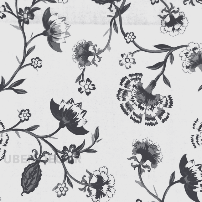 Articaro- Printed Suede Upholstery Fabric- Floral Ink Bloom Meadow