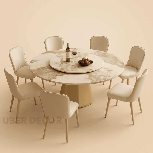 Hearthstone Luxe Round Dining Set – Contemporary Marble-Inspired Elegance for Sophisticated Dining Rooms