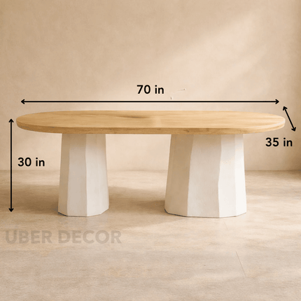 Arluna Oval Dining Table Scandinavian Japandi Mid Century Modern Design Natural Wood Top Sculptural Pedestal Base Dining Table for Dining Room