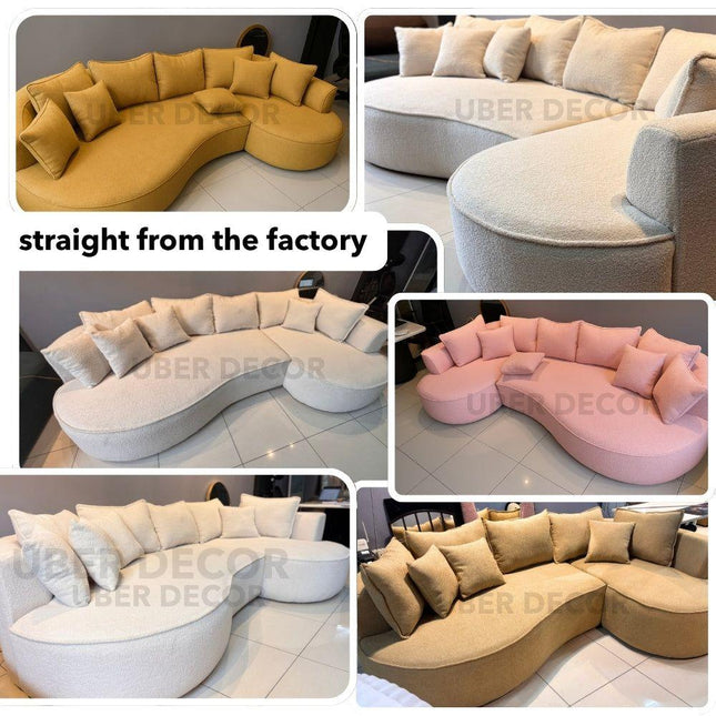 Boucle Breeze Curved Luxury Sofa - Elegant Boucle Couch for Modern Interiors- 1, 3, 5, 7 seater