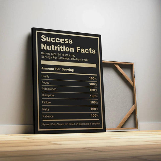 Success Nutrition Label (Dark) Canvas Wall Art - Uber Decor