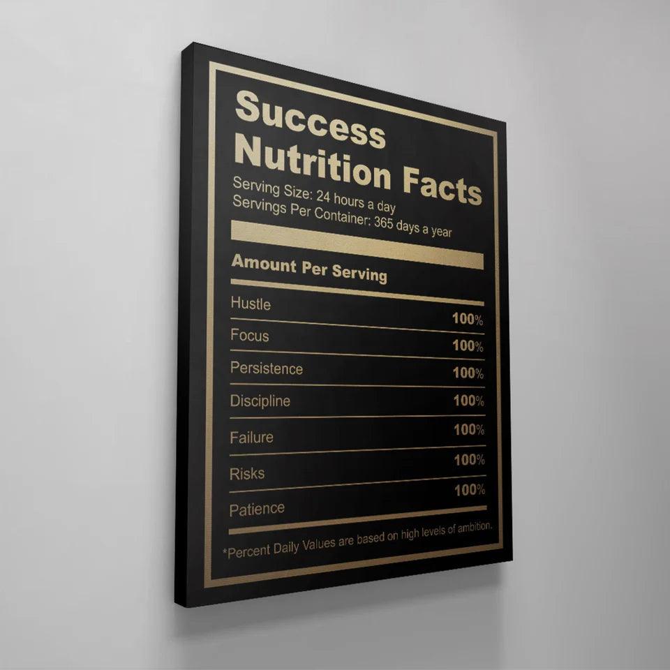 Success Nutrition Label (Dark) Canvas Wall Art - Uber Decor