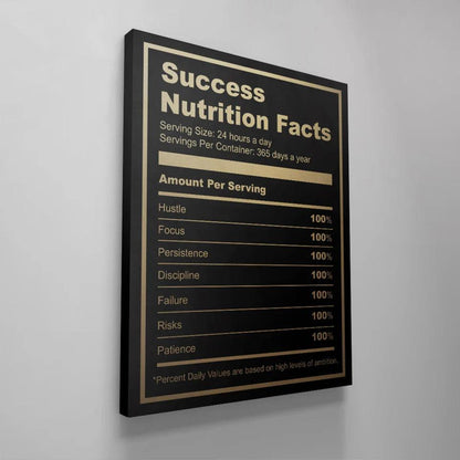 Success Nutrition Label (Dark) Canvas Wall Art - Uber Decor