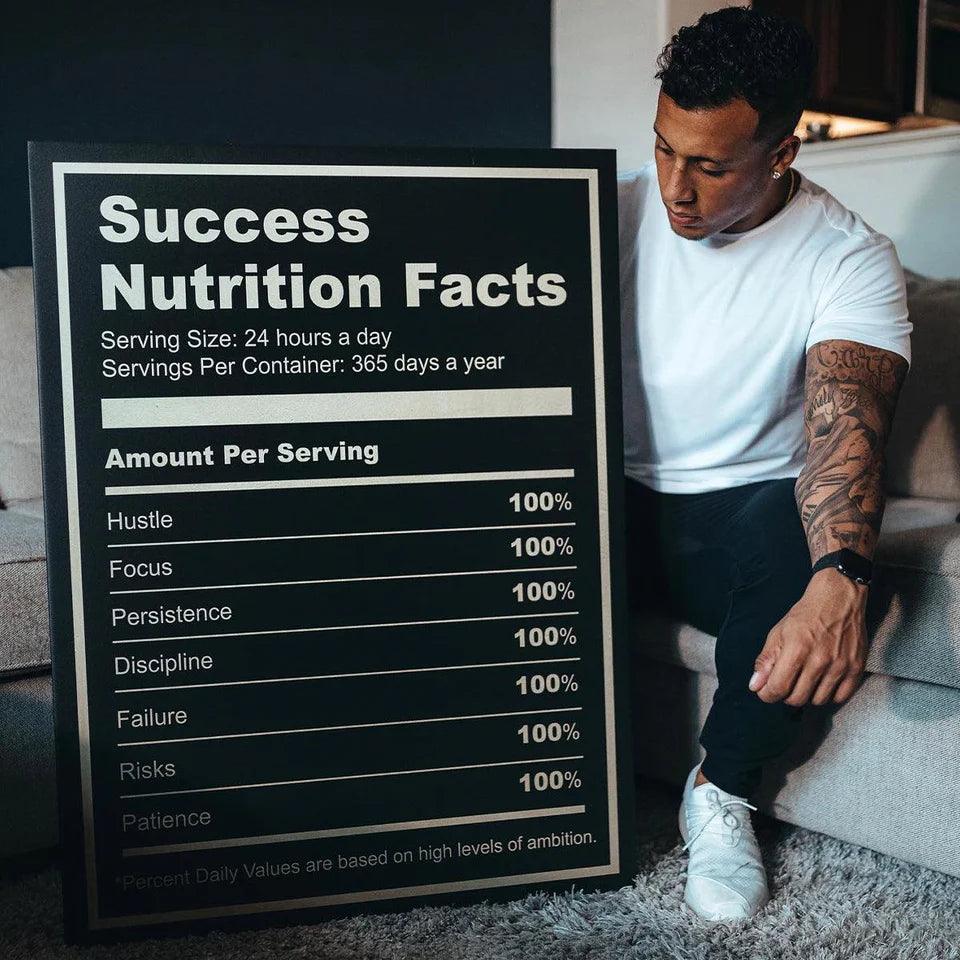 Success Nutrition Label (Dark) Canvas Wall Art - Uber Decor