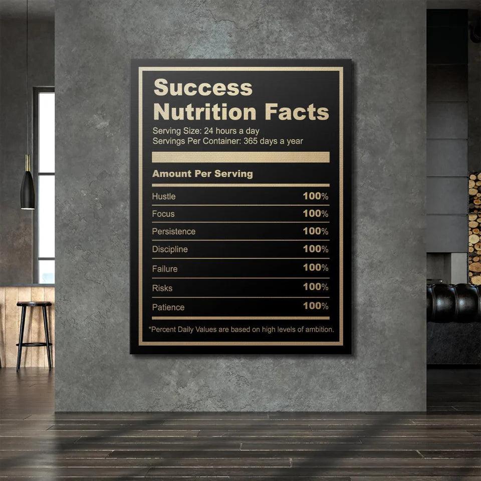 Success Nutrition Label (Dark) Canvas Wall Art - Uber Decor