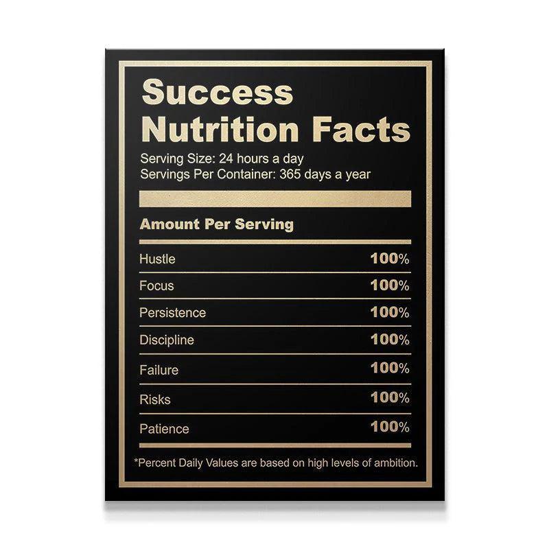 Success Nutrition Label (Dark) Canvas Wall Art - Uber Decor