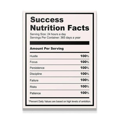 Success Nutrition Label (Light) Canvas Wall Art - Uber Decor