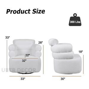 Zerelle- 360 Revolving Swivel Leisure Accent Chair with 3 Tier Tall Backrest and Comfortable Seat - Uber Decor