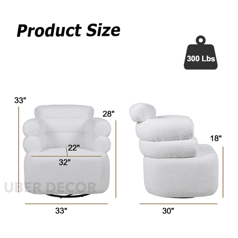 Zerelle- 360 Revolving Swivel Leisure Accent Chair with 3 Tier Tall Backrest and Comfortable Seat - Uber Decor