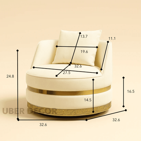 Lynette- Barrel Shaped Round Base 360 Revolving Swivel Accent Chair for Living room or Bedroom - Uber Decor