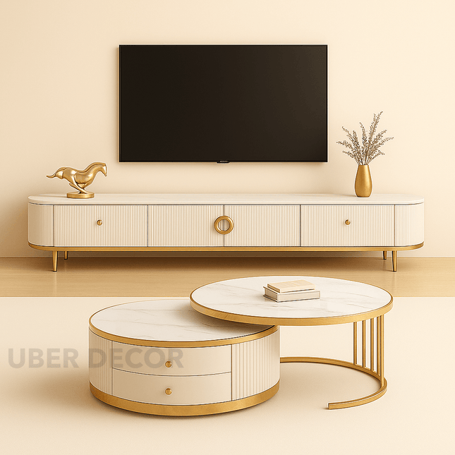 Auralis Ring – Luxury Coffee Table With European Inspired Design TV Unit