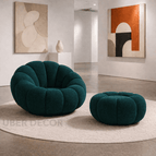 Chair + Ottoman / Deep Teal Fine Terry