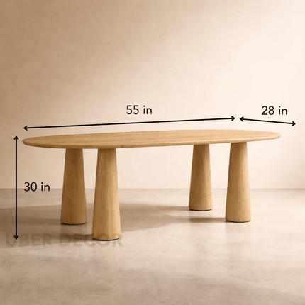 Lynne Haven Oval Dining Table Scandinavian Japandi Design Sculptural Tapered Legs Ideal for Dining Room