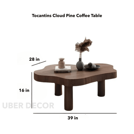 Tocantins Cloud Pine Coffee Table – Organic Nordic Design with Natural Pine Finish and Rounded Legs – Minimalist Centerpiece for Modern Living Spaces