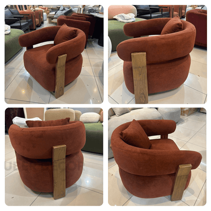 Tranquil Arc Living Room Chair Mid Century Modern American Inspired Solid Wood Frame Fixed Base Contemporary Chair Lounge and Bedroom