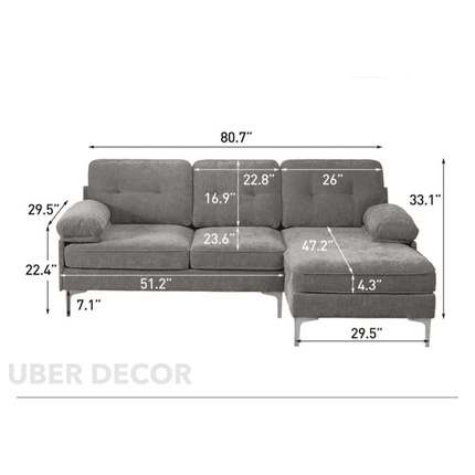 TruNest Japandi L-Shape Sectional Sofa - Customisable Modern Luxury Couch - Uber Decor