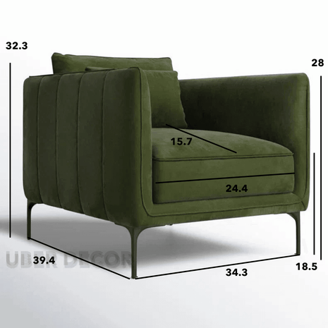 Amelise Accent Chair- Single Seater Contemporary Sofa Chair for Office, Living room - Uber Decor
