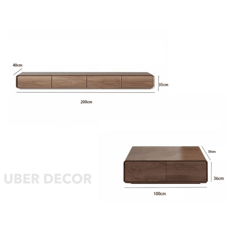 Trego Wall TV Unit With Coffee Table – Modern Space-Saving Furniture Set - Uber Decor