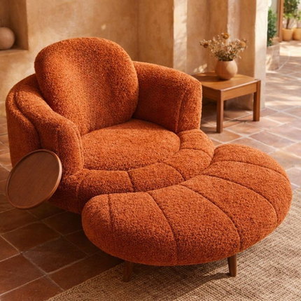 Vantara Accent Chair – Curved Comfort Seating with Integrated Coffee Table for Living Room and Lounge Spaces