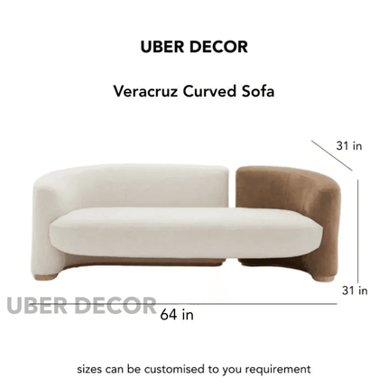 Veracruz 2-Seater Curved Sofa Modern Organic Dual-Tone Luxury Couch for Living Room