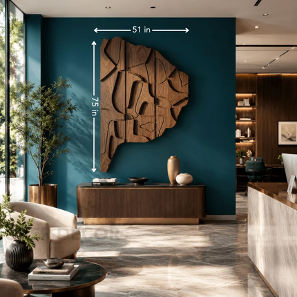 Carved Terrain Rhythm Japandi Wooden  Wall Art – Relief for Living Room
