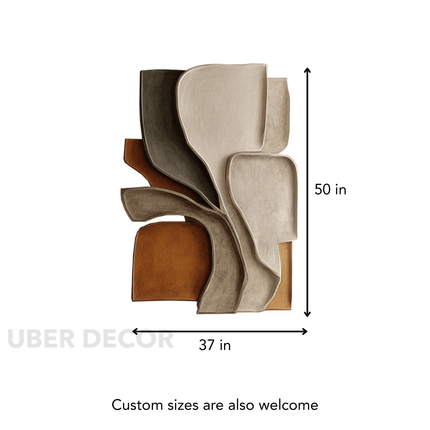 Sculpted Leaf Rhythm Japandi 3D Wall Art – Organic Relief for Living Room