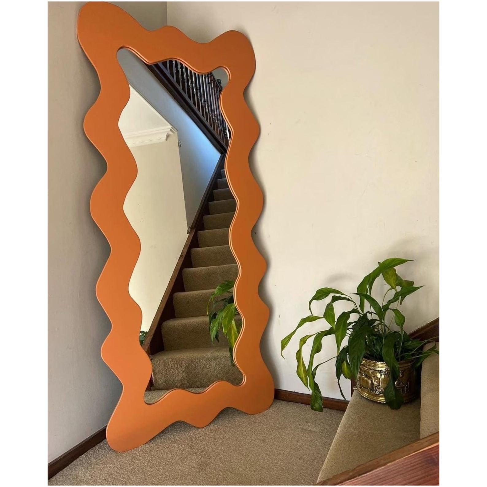 Wavy Edge Full-Length Mirror – Modern and Playful Design - Uber Decor