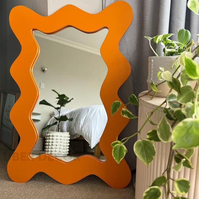 Wavy Edge Full-Length Mirror – Modern and Playful Design - Uber Decor