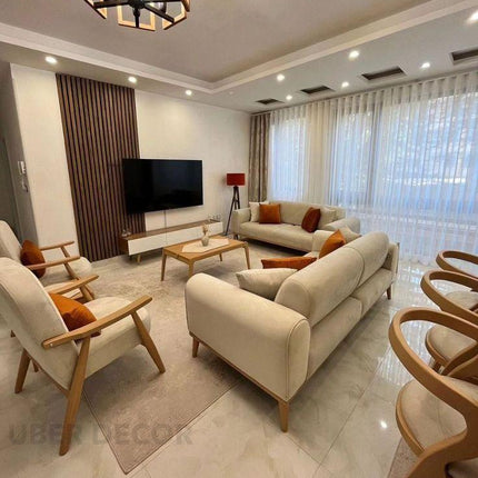 Winnipeg Luxury Modern Sofa Set with Wooden Legs and Plush Upholstery Customisable Designer Sofa for Living Room