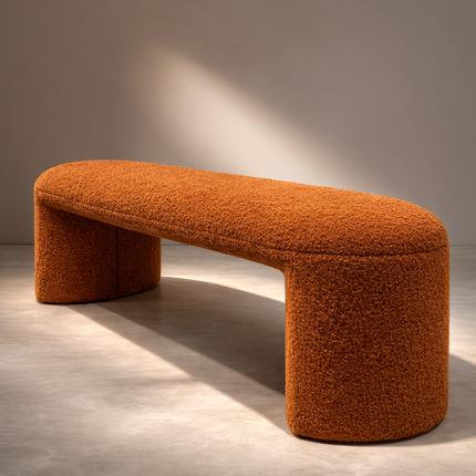 Wool Luxe Hallway Ottoman Bench| Boucle Dresser & Living Room Stool | Versatile Bedroom Makeup Bench