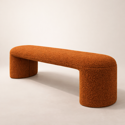 Wool Luxe Hallway Ottoman Bench| Boucle Dresser & Living Room Stool | Versatile Bedroom Makeup Bench