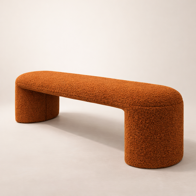 Wool Luxe Hallway Ottoman Bench| Boucle Dresser & Living Room Stool | Versatile Bedroom Makeup Bench