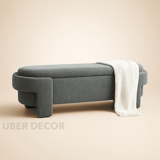Zarelle Curved Modern Flip Top Storage Bench – Japandi-Meets-European Organizer for Bedroom, Entryway & Lounge Spaces