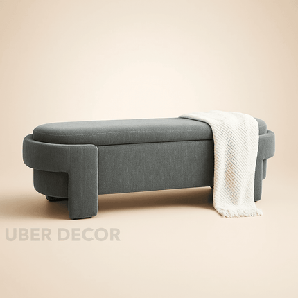 Zarelle Curved Modern Flip Top Storage Bench – Japandi-Meets-European Organizer for Bedroom, Entryway & Lounge Spaces - Uber Decor