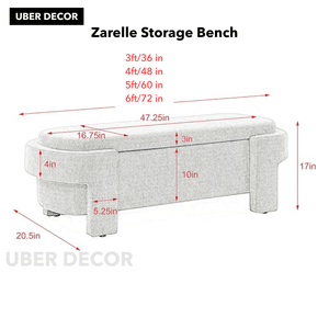 Zarelle Curved Modern Flip Top Storage Bench – Japandi-Meets-European Organizer for Bedroom, Entryway & Lounge Spaces - Uber Decor